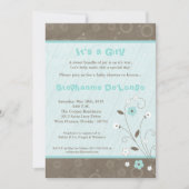5x7 Uitnodiging voor blauw Baby shower voor lente- (Voorkant)