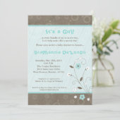 5x7 Uitnodiging voor blauw Baby shower voor lente- (Staand voorkant)