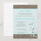 5x7 Uitnodiging voor blauw Baby shower voor lente- (Voorkant / Achterkant)