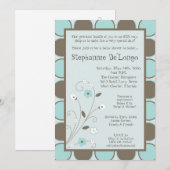 5x7 Uitnodiging voor blauw Baby shower voor lente- (Voorkant / Achterkant)