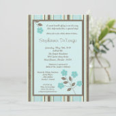 5x7 Uitnodiging voor blauw Baby shower voor lente- (Staand voorkant)