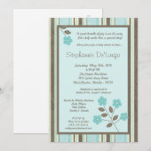 5x7 Uitnodiging voor blauw Baby shower voor lente- (Voorkant / Achterkant)