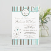 5x7 Uitnodiging voor blauw Baby shower voor lente- (Staand voorkant)