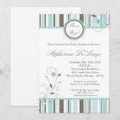 5x7 Uitnodiging voor blauw Baby shower voor lente- (Voorkant / Achterkant)