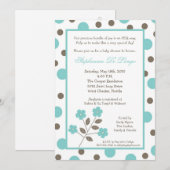 5x7 Uitnodiging voor blauw Baby shower voor lente- (Voorkant / Achterkant)