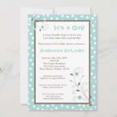 5x7 Uitnodiging voor blauw Baby shower voor lente- (Voorkant)