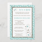 5x7 Uitnodiging voor blauw Baby shower voor lente- (Voorkant / Achterkant)