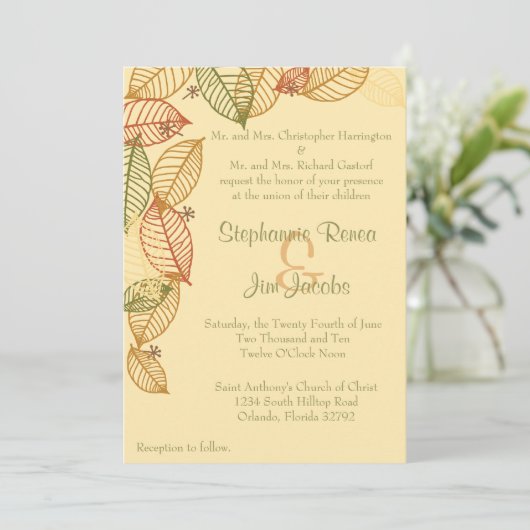 5x7 Uitnodiging voor bruiloft - Najaar terugval (Staand voorkant)