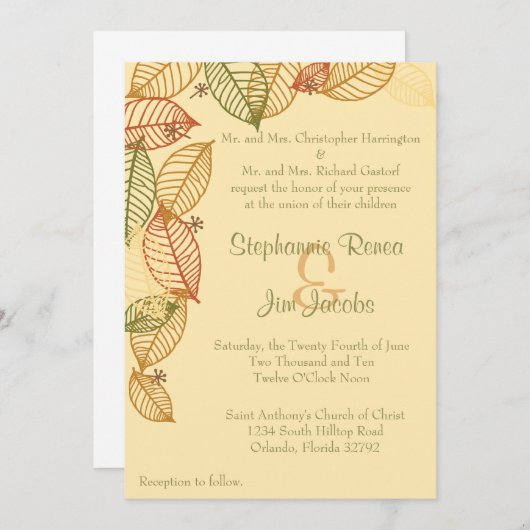 5x7 Uitnodiging voor bruiloft - Najaar terugval (Voorkant / Achterkant)