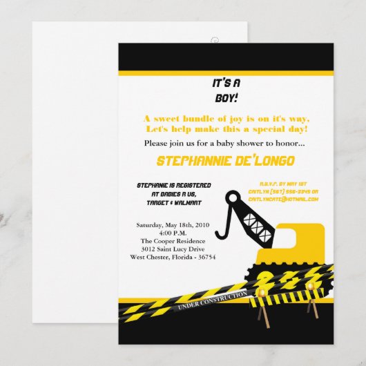 5x7 Uitnodiging voor de bouw van een schotel (Voorkant / Achterkant)