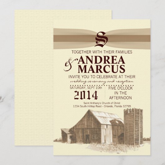 5x7  uitnodiging voor een Boerderij op landelijk e (Voorkant / Achterkant)