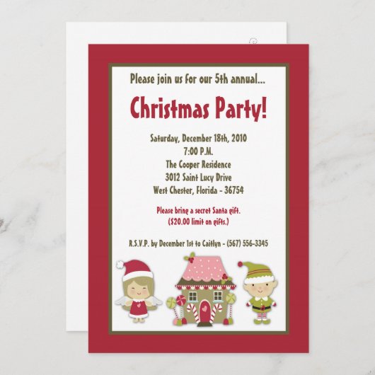 5x7 Uitnodiging voor kerstfeestdagen in het ontbij (Voorkant / Achterkant)