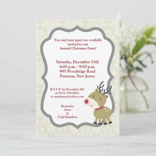 5x7 Uitnodiging voor rendiergames (Staand voorkant)