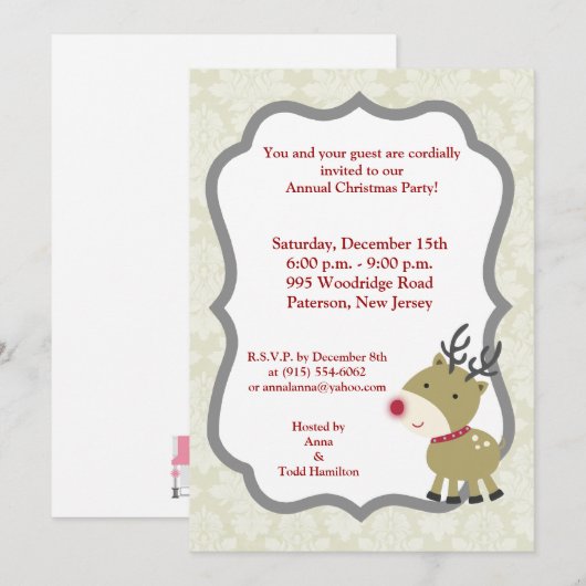 5x7 Uitnodiging voor rendiergames (Voorkant / Achterkant)