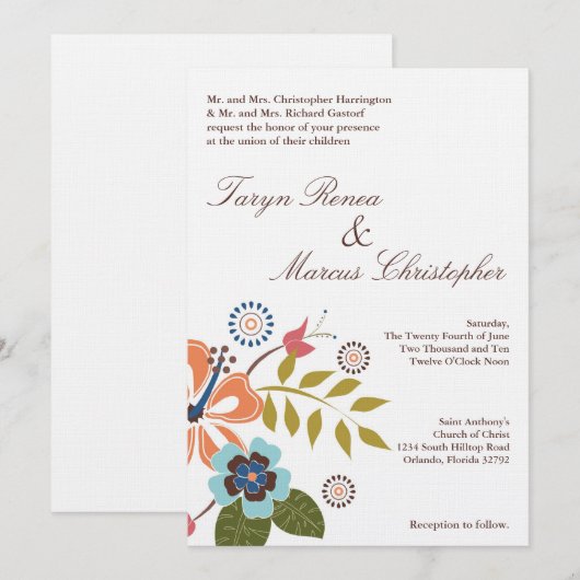 5x7 uitnodiging voor Tropische Luau-loting (Voorkant / Achterkant)