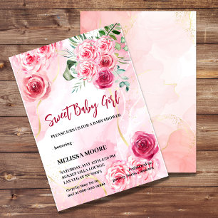 5x7 Uitnodiging Waterverf Magenta Roze Roze Roze