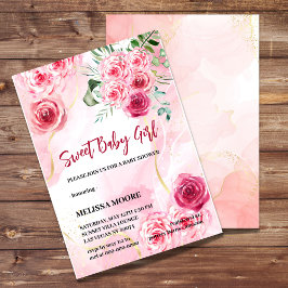 5x7 Uitnodiging Waterverf Magenta Roze Roze Roze