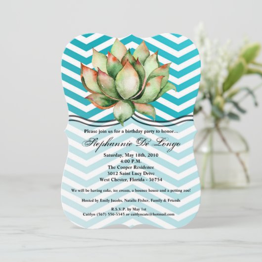 5x7 Verjaardag Uitnodiging Boho Cacti Cactus Succu (Staand voorkant)