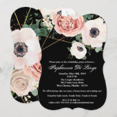 5x7 verjaardag uitnodiging geometrische tuin zwart (Voorkant / Achterkant)