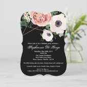 5x7 verjaardag uitnodiging geometrische tuin zwart (Staand voorkant)