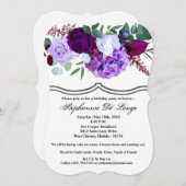 5x7 Verjaardag Uitnodiging Lavendel Hibiscus op Wh (Voorkant / Achterkant)