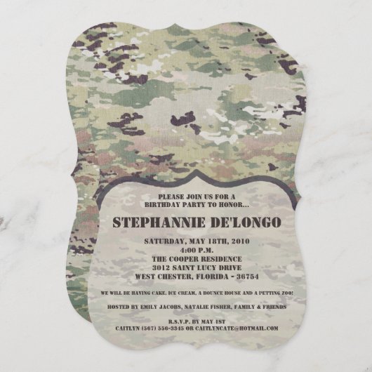 5x7 Verjaardag Uitnodiging Leger OCP Camo Uniform  (Voorkant / Achterkant)