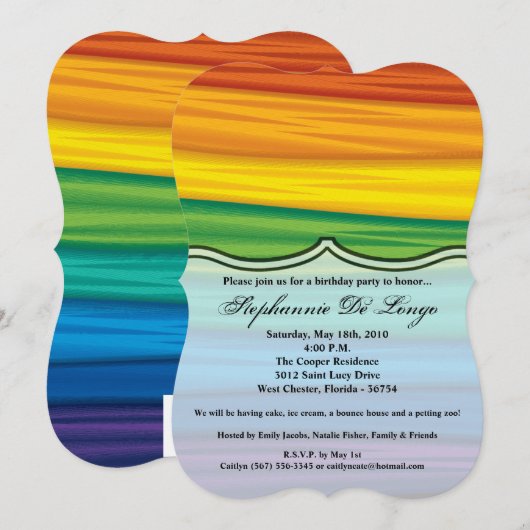 5x7 Verjaardag Uitnodiging LGBTQ regenboog vlag le (Voorkant / Achterkant)