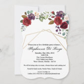 5x7 Verjaardag Uitnodiging Wit Rozen Goud Geometri (Voorkant)