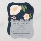 5x7 Verjaardag Uitnodiging Witte Bloemen op Da (Voorkant / Achterkant)