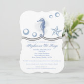 5x7 Verjaardag Uitnodiging Zeepaardje Ocean Beach  (Staand voorkant)