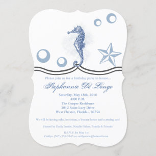 5x7 Verjaardag Uitnodiging Zeepaardje Ocean Beach 