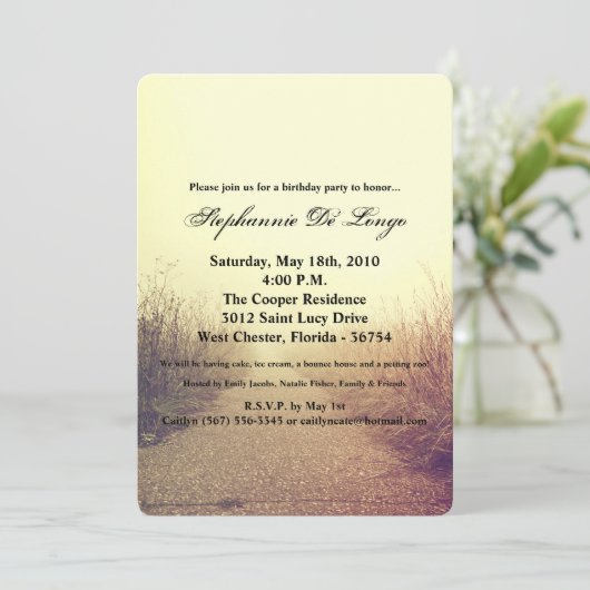 5x7 Verjaardag Uitnodiging Zonsopgang Pathway PA (Staand voorkant)