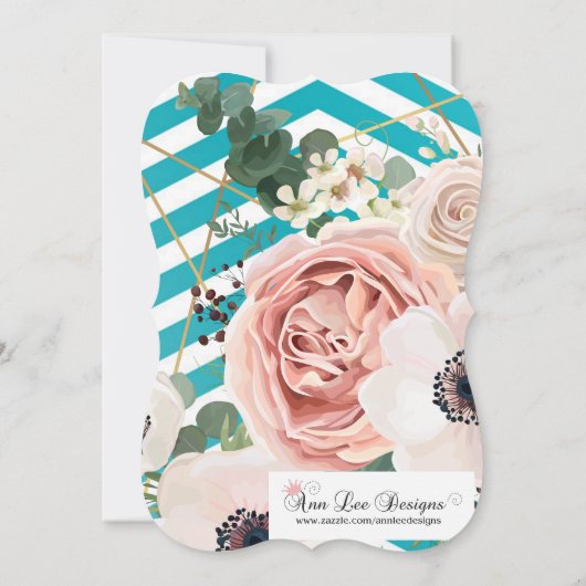 5x7 verjaardagsuitnodiging Geometrisch Roos Chevro Kaart (Achterkant)