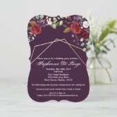 5x7 Verjaardagsuitnodiging Pruim Paarse Rozen Goud Kaart (Staand voorkant)