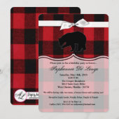 5x7 verjaardagsuitnodiging Red Buffalo Plaid Beer  Kaart (Voorkant / Achterkant)