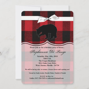 5x7 verjaardagsuitnodiging Red Buffalo Plaid Beer Kaart