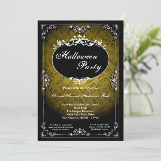 5x7 Verwerende uitnodiging van Broach Halloween Pa (Staand voorkant)