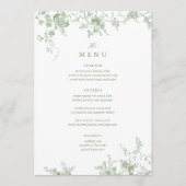 5x7" Victoriaans Groene Bloemen Trouwtafel Menu (Voorkant)