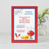 5x7 Vierde 4e juli Partij barbecue Uitnodiging (Staand voorkant)