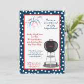 5x7 Vierde 4e juli Partij barbecue Uitnodiging (Staand voorkant)