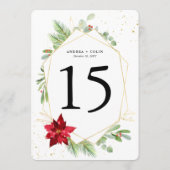 5x7 Waterverf vakantie groen gouden tafel nummer Programmakaart (Achterkant)