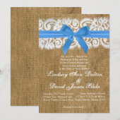 5x7 Weddenschap Blue Burlap Lace Kaart (Voorkant / Achterkant)