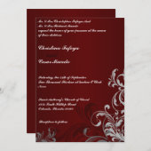 5x7 Weddenschap Donkere maroon Gray Swirls Kaart (Voorkant / Achterkant)