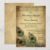 5x7 Weddenschap Peacock Feathers Kaart (Voorkant / Achterkant)