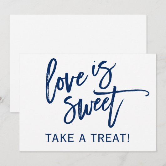 5X7 Weddenschap Snoep Bar/Buffet Sign. | Navy Blue (Voorkant / Achterkant)