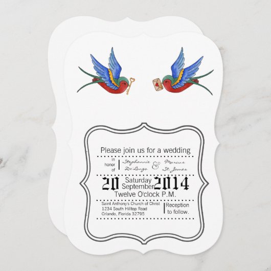 5x7 Weddenschap Traditionele Bird Tattoo Spa Kaart (Voorkant / Achterkant)