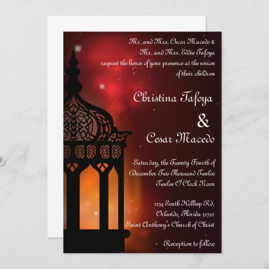5x7 Weddenschap Uitnodiging Marokkaanse Lantaarn I (Voorkant / Achterkant)