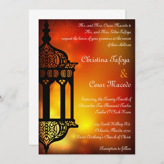 5x7 Weddenschap Uitnodiging Marokkaanse Lantaarn I (Voorkant / Achterkant)