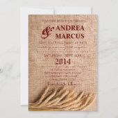 5x7 Wedding Invitation Wheat on Burlap Sack Counte Kaart (Voorkant)