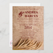 5x7 Wedding Invitation Wheat on Burlap Sack Counte Kaart (Voorkant / Achterkant)